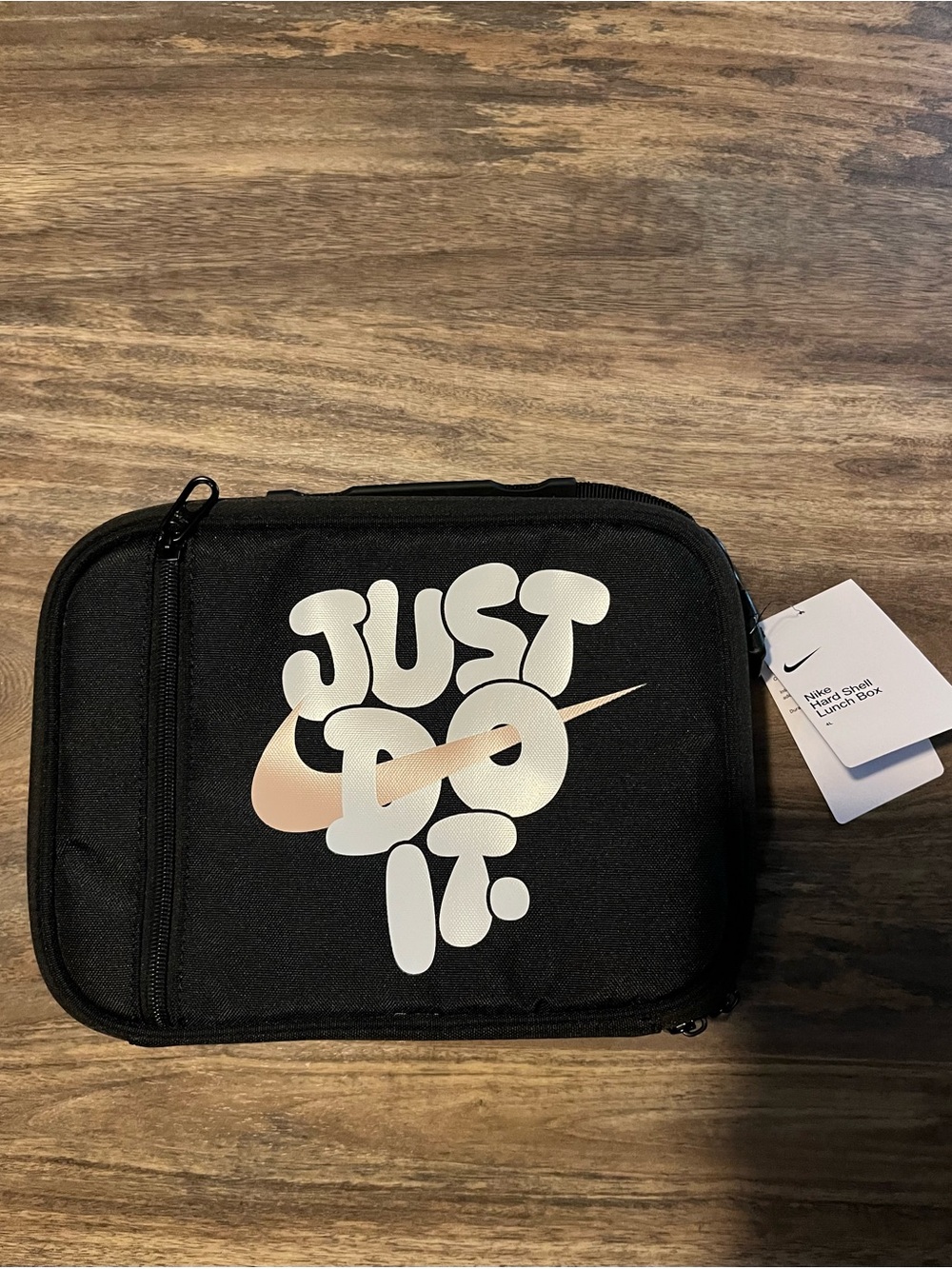 Nike Black Organizer Case with White and Pale Gold 'Just Do It' Logo